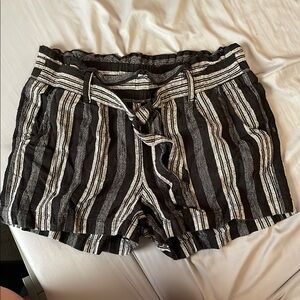 Black and White Striped Women's Shorts